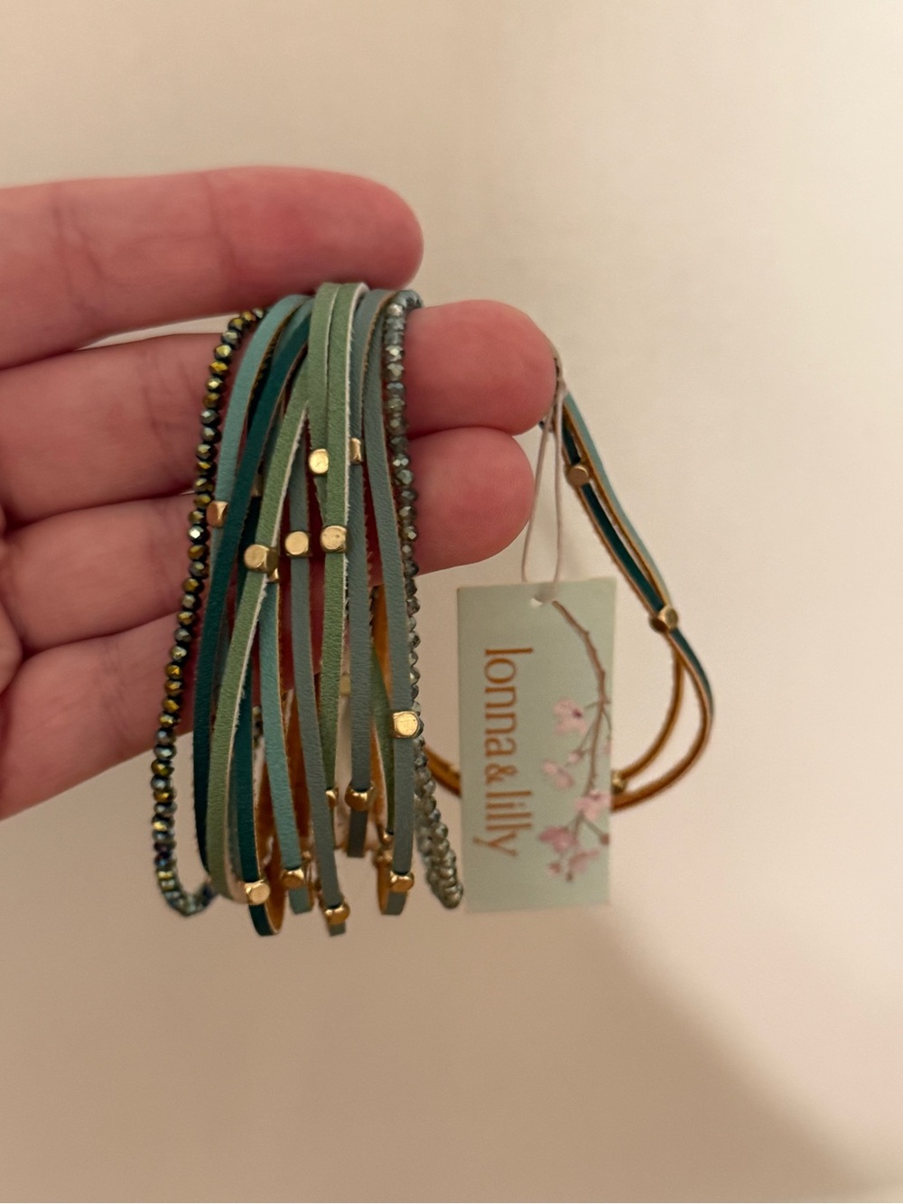 lonna & lilly Teal Multi-Row Leather and Beaded Bracelet